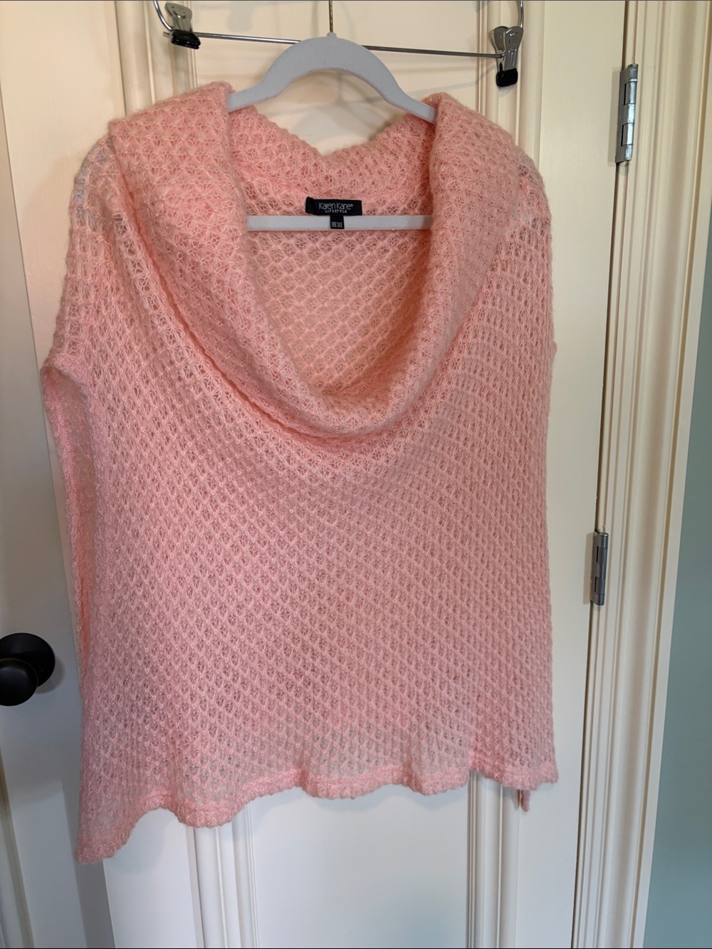 Karen Kane pinky peach  Open-Knit Cowl Neck Sweater